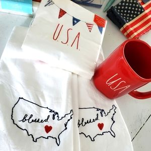 Rae Dunn Patriotic Napkins, USA MUG, Blessed America Towels** GIFT SET**